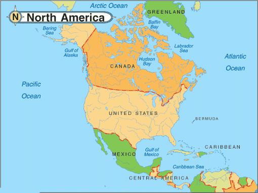 Bản đồ Châu Bắc Mỹ (North America Map) khổ lớn năm 2023