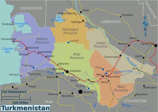 Bản đồ nước Turkmenisan (Turkmenisan Map) khổ lớn năm 2023