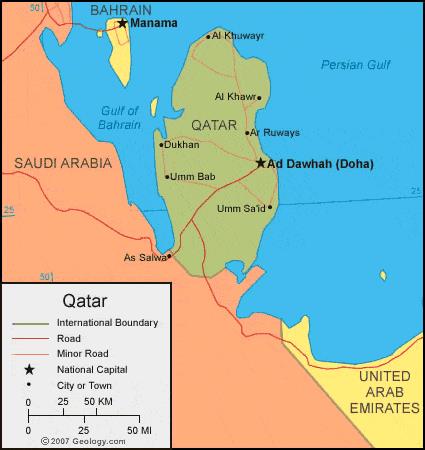 Bản đồ nước Qatar (Qatar Map) khổ lớn năm 2023