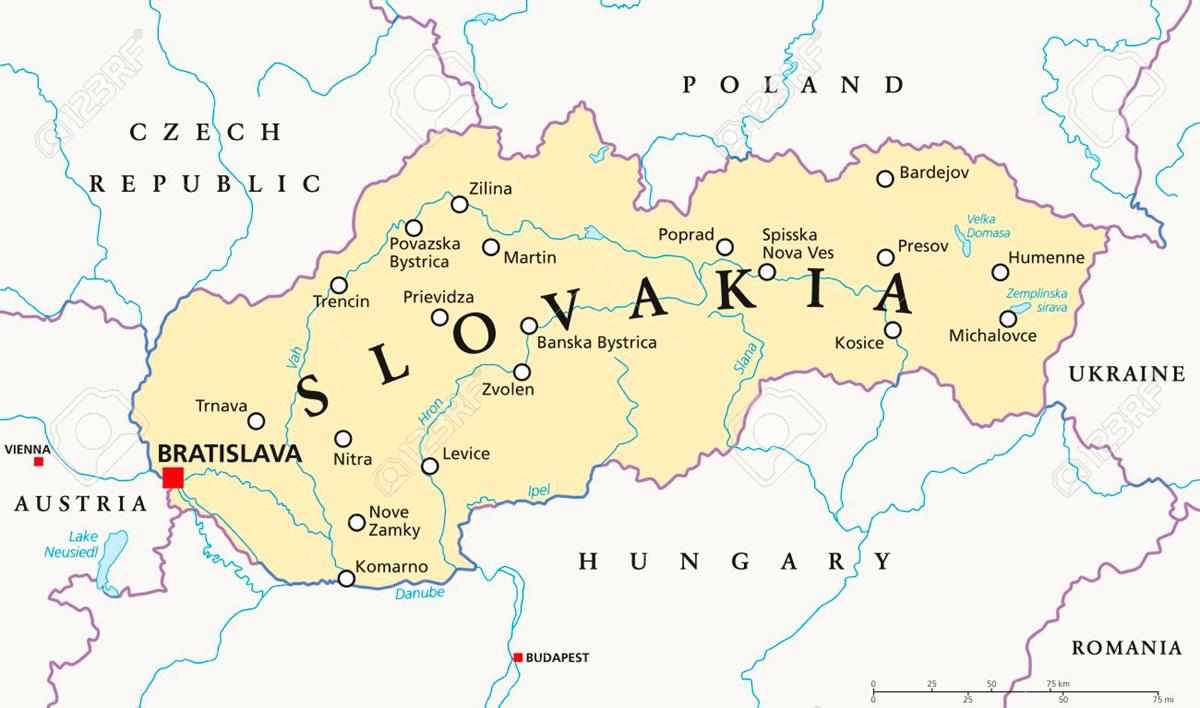 Bản đồ nước Slovakia (Slovakia Map) khổ lớn năm 2023