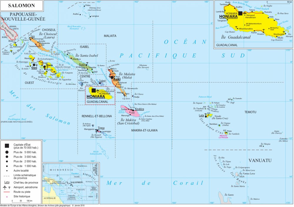 Bản đồ Quần đảo Solomon (Solomon Map) khổ lớn năm 2023