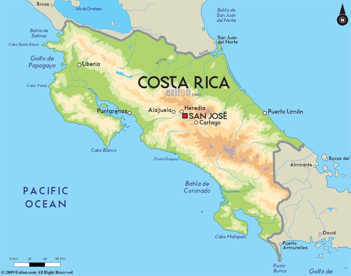 Bản đồ nước Costa Rica (Costa Rica Map) khổ lớn năm 2023