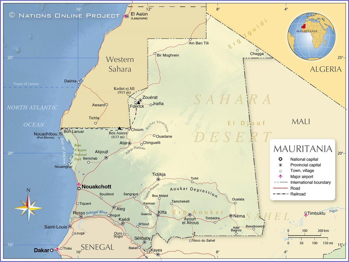 Bản đồ nước Mauritanie (Mauritania Map) khổ lớn năm 2023