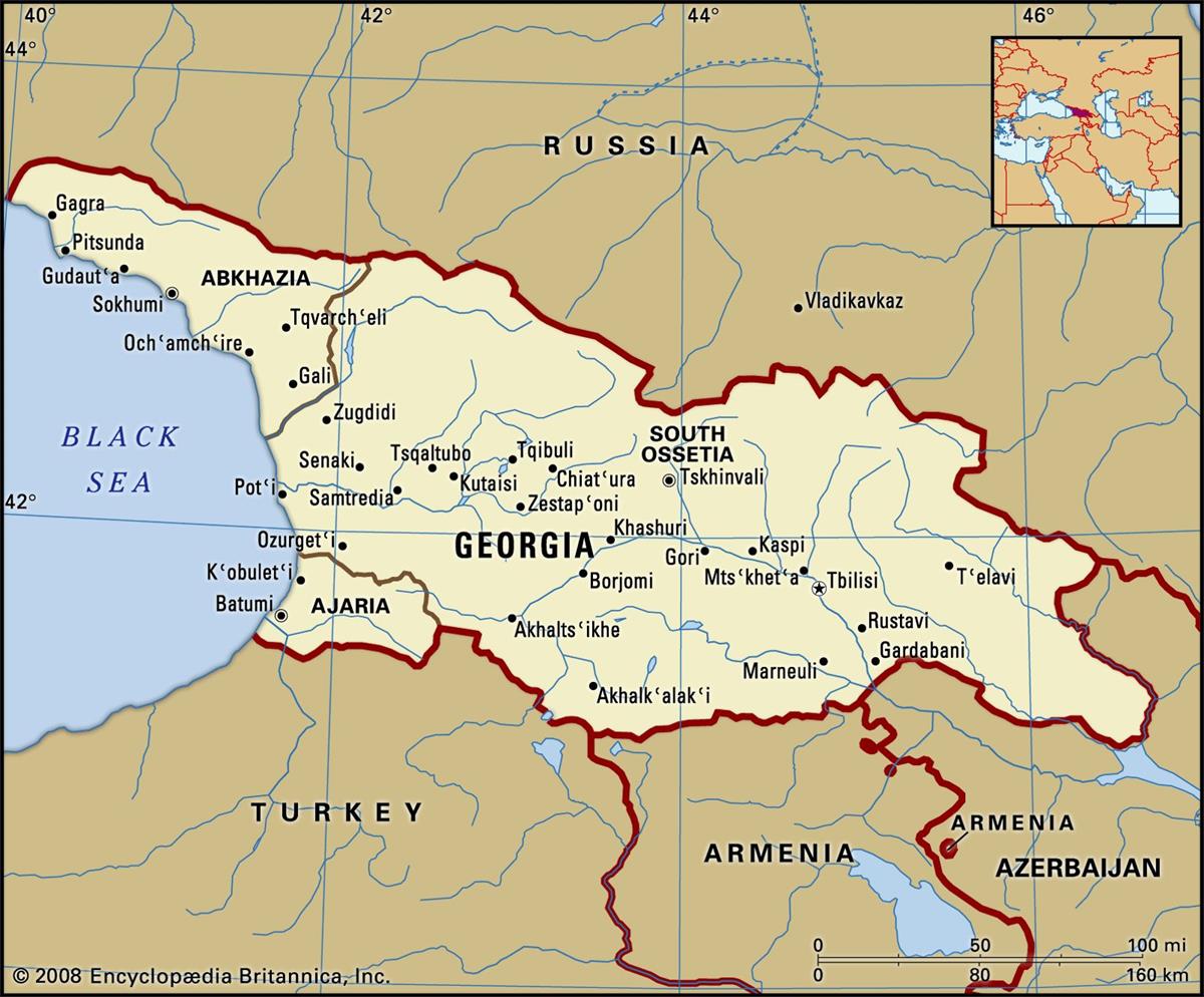 Bản đồ nước Gruzia (Georgia Map) khổ lớn năm 2023