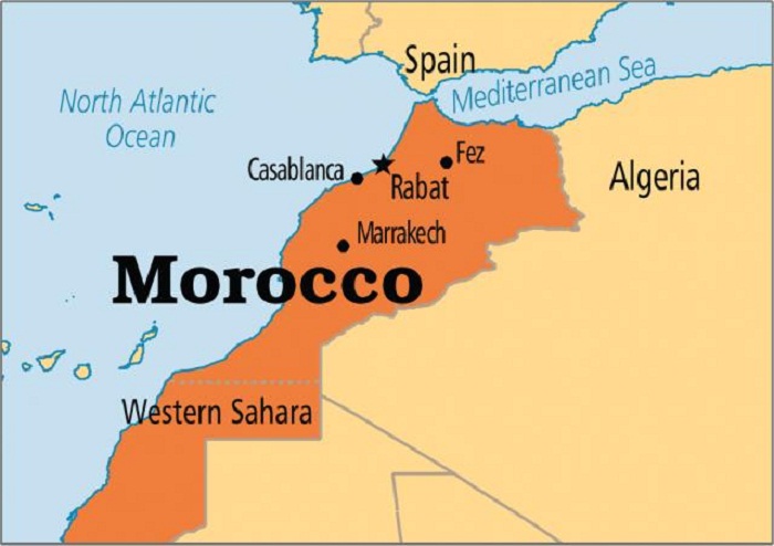 Bản đồ nước Maroc (Morocco Map) khổ lớn năm 2023