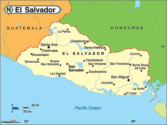 Bản đồ nước El Salvador (El Salvador Map) khổ lớn năm 2023