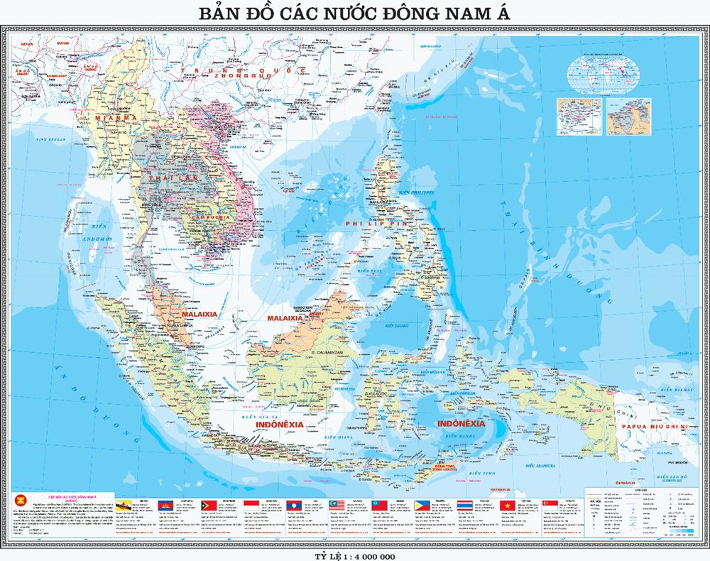 TẢI Bản đồ các nước Đông Nam Á khổ lớn phóng to năm 2023