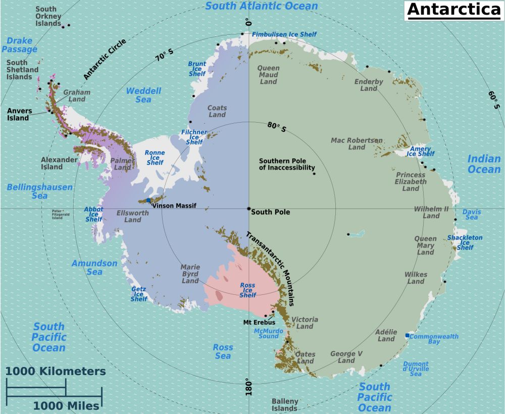 Bản đồ Châu Nam Cực (Antarctica Map) khổ lớn năm 2023