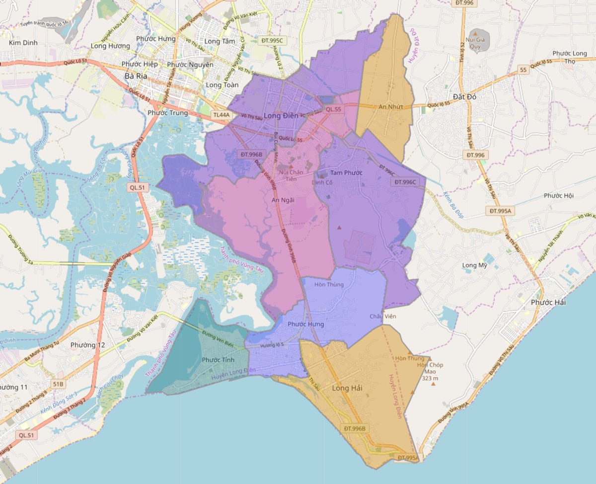TẢI Bản đồ hành chính huyện Long Điền, tỉnh Bà Rịa - Vũng Tàu 2023