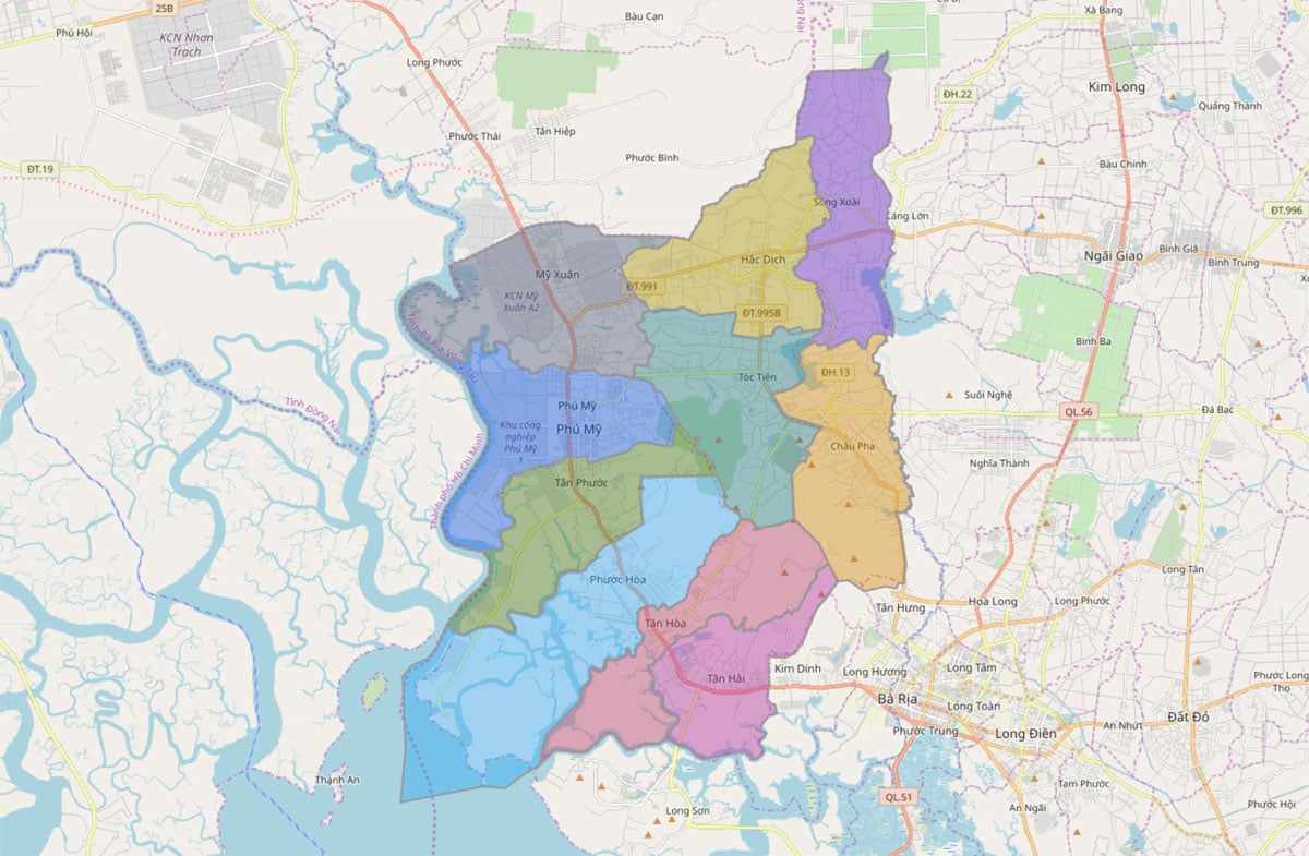 TẢi Bản đồ hành chính Thị xã Phú Mỹ khổ lớn phóng to 2023