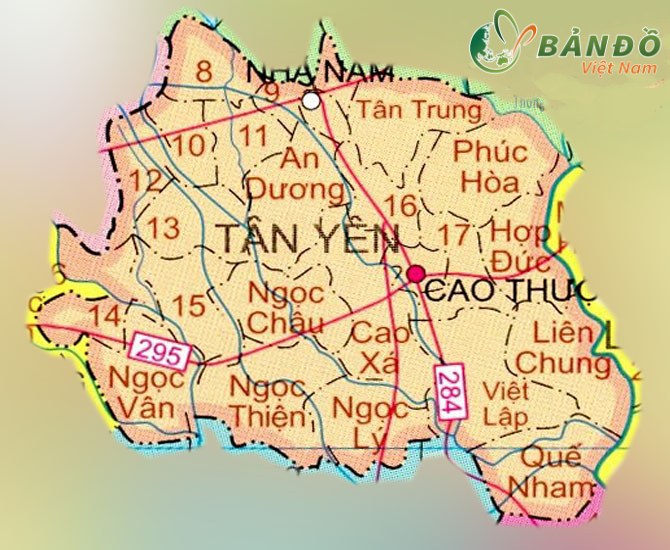 TẢI Bản đồ hành chính huyện Tân Yên, tỉnh Bắc Giang khổ lớn 2023