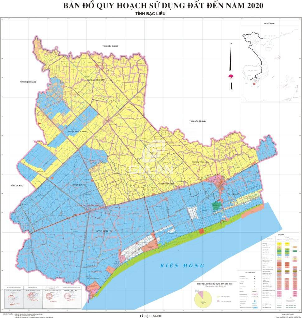 TẢI Bản đồ quy hoạch sử dụng đất tỉnh Bạc Liệu đến năm 2030