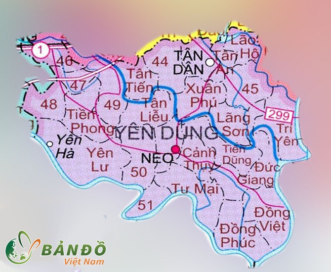 TẢI Bản đồ hành chính huyện Yên Dũng, Tỉnh Bắc Giang khổ lớn 2023