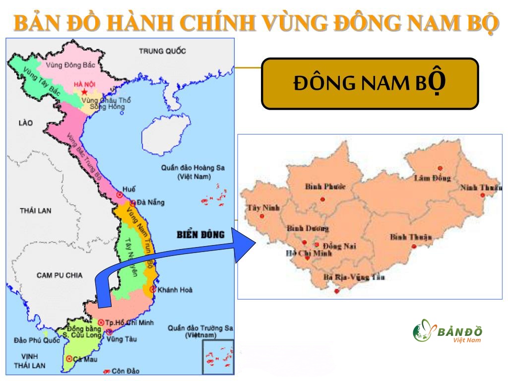 TẢI Bản đồ các tỉnh miền Đông Nam Bộ Việt Nam Mới Nhất 2023