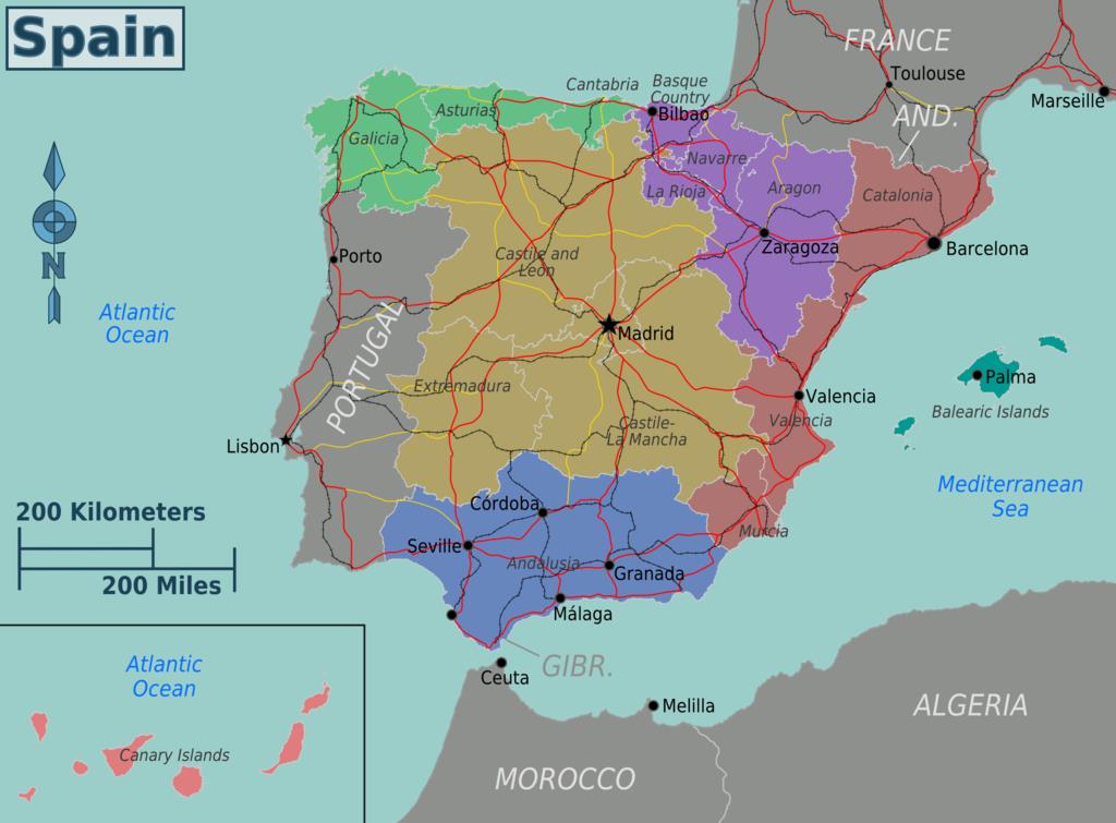 TẢI Bản đồ nước Tây Ban Nha (Spain) khổ lớn phóng to 2023