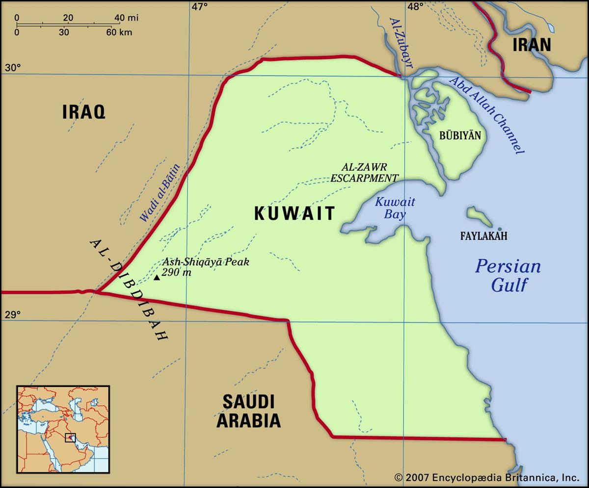 Bản đồ nước Kuwait (Kuwait Map) khổ lớn năm 2023