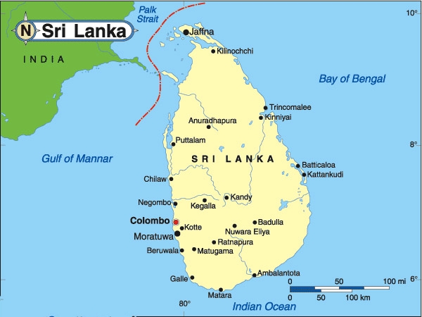 Bản đồ nước Sri Lanka (Sri Lanka Map) khổ lớn năm 2023