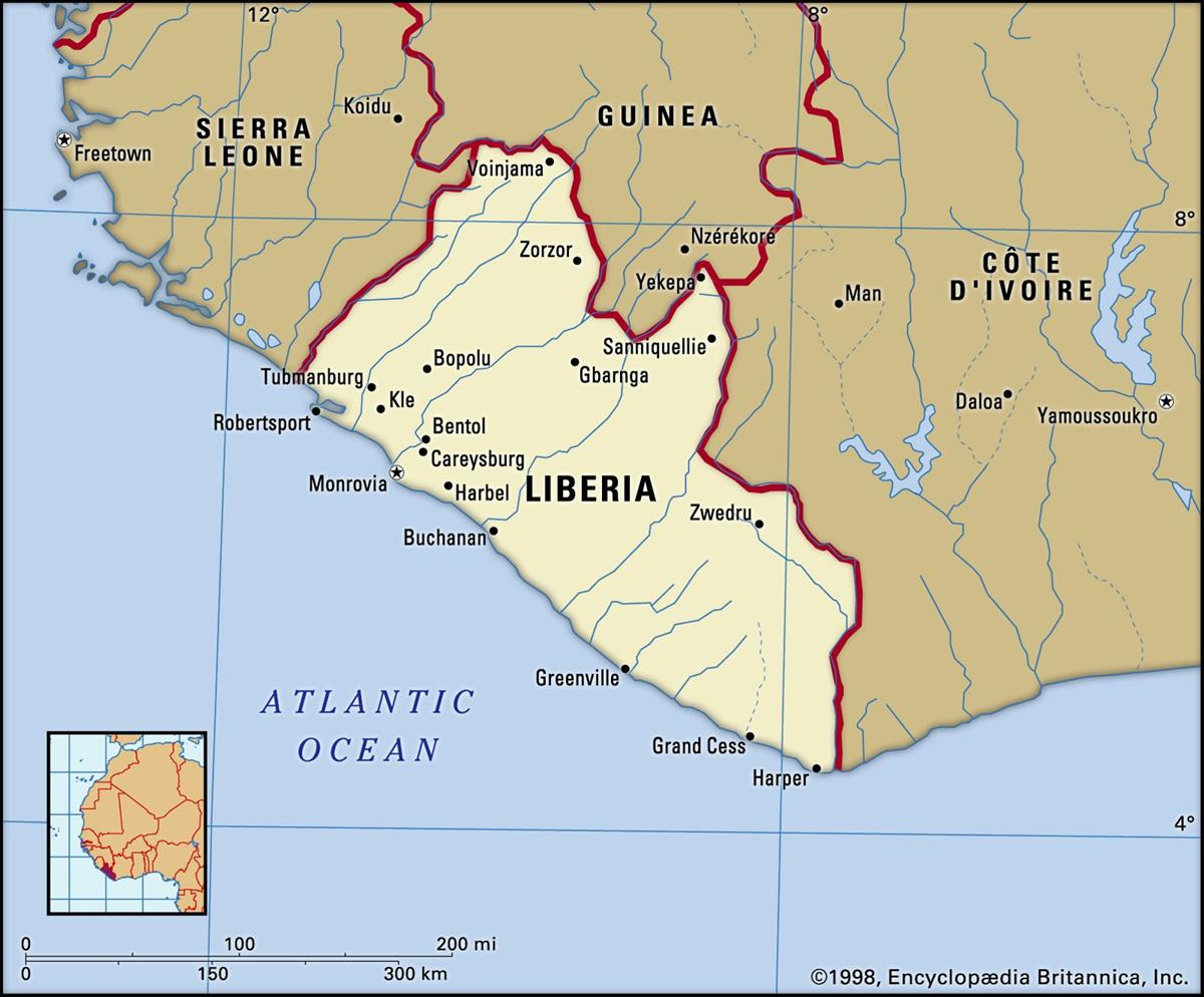 Bản đồ nước Liberia (Liberia Map) khổ lớn năm 2023