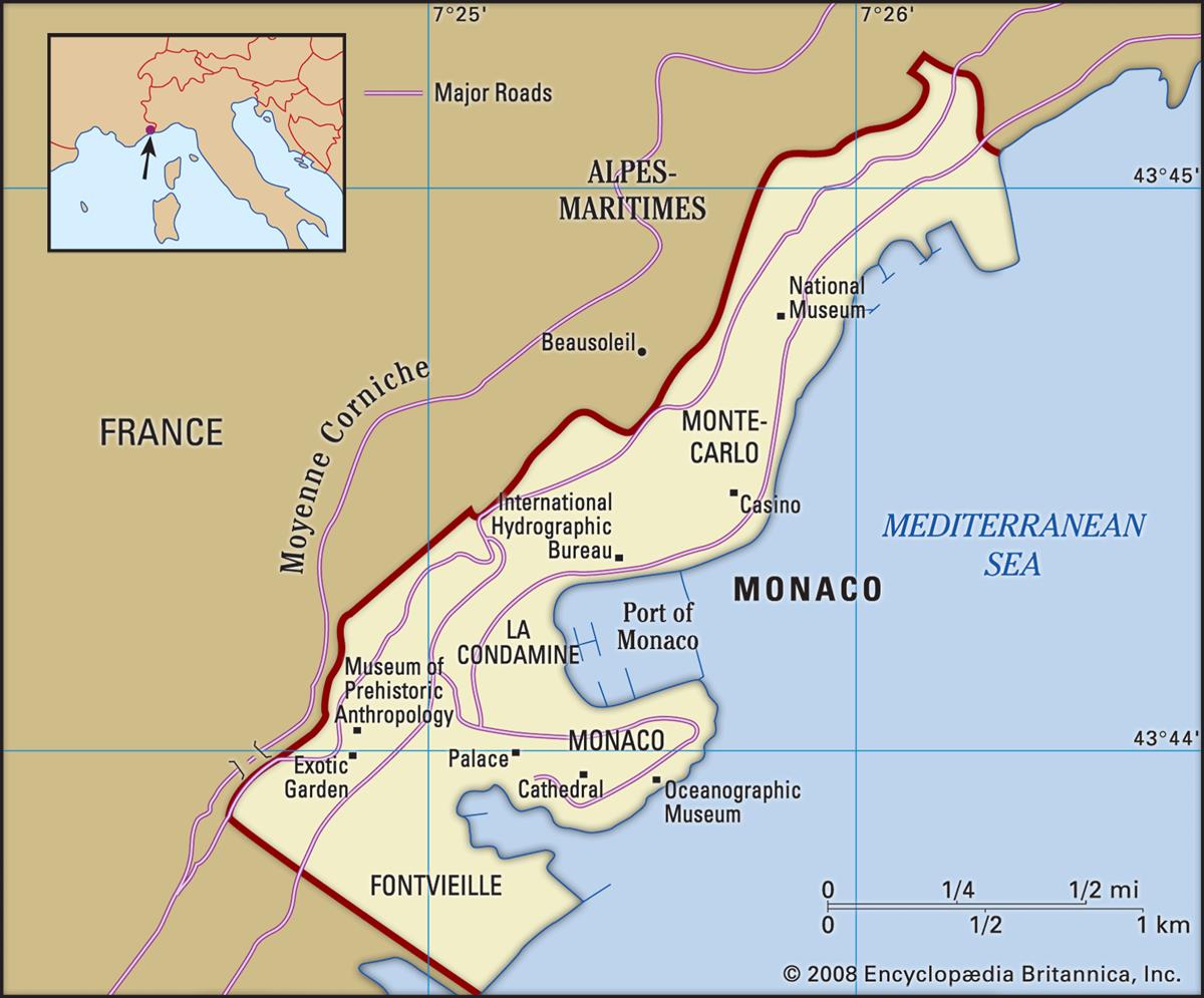 Bản đồ nước Monaco (Monaco Map) khổ lớn năm 2023