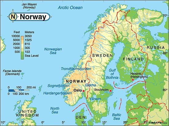 Bản đồ nước Na Uy (Norway Map) khổ lớn năm 2023