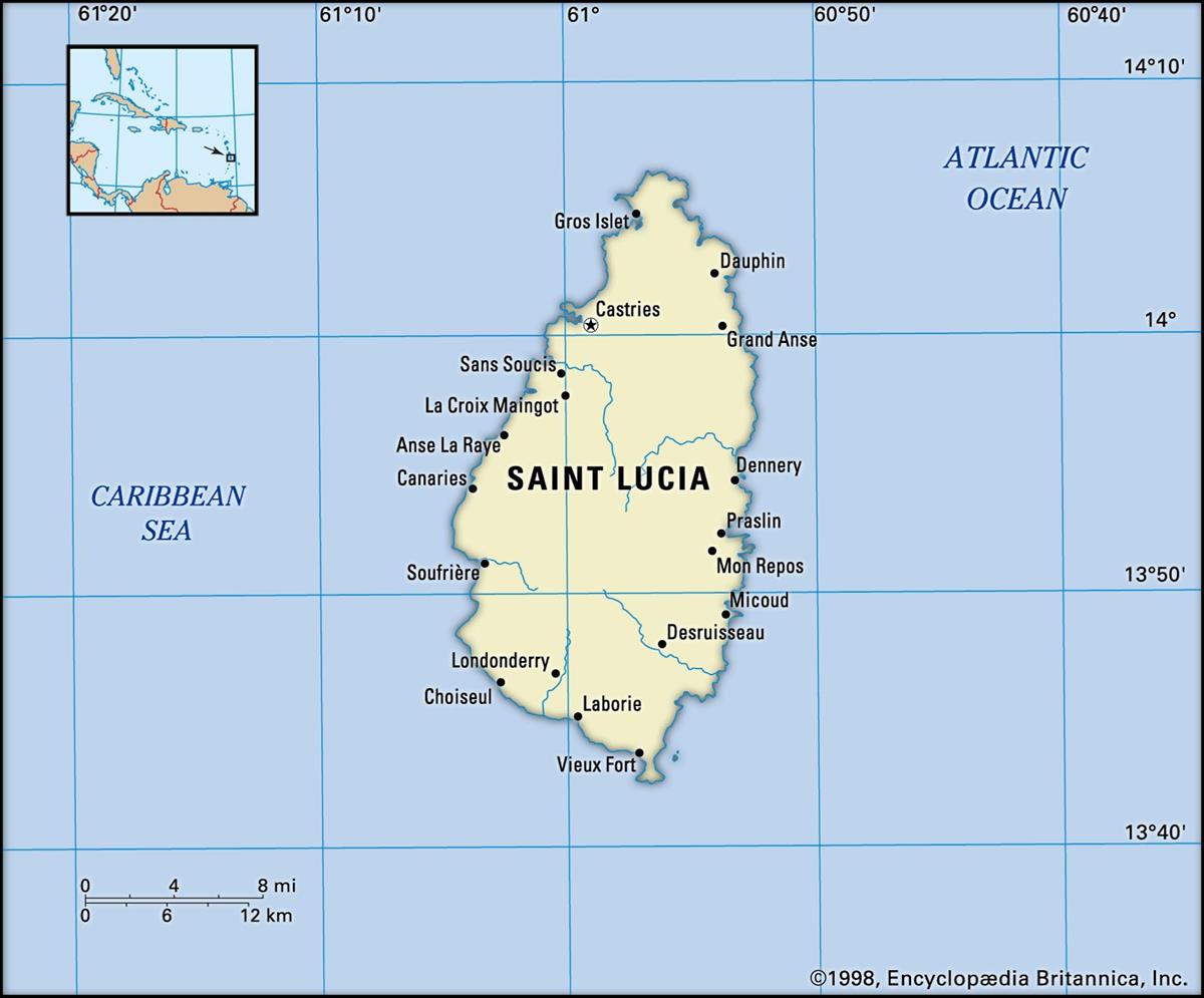 Bản đồ nước Saint Lucia (Saint Lucia Map) khổ lớn năm 2023
