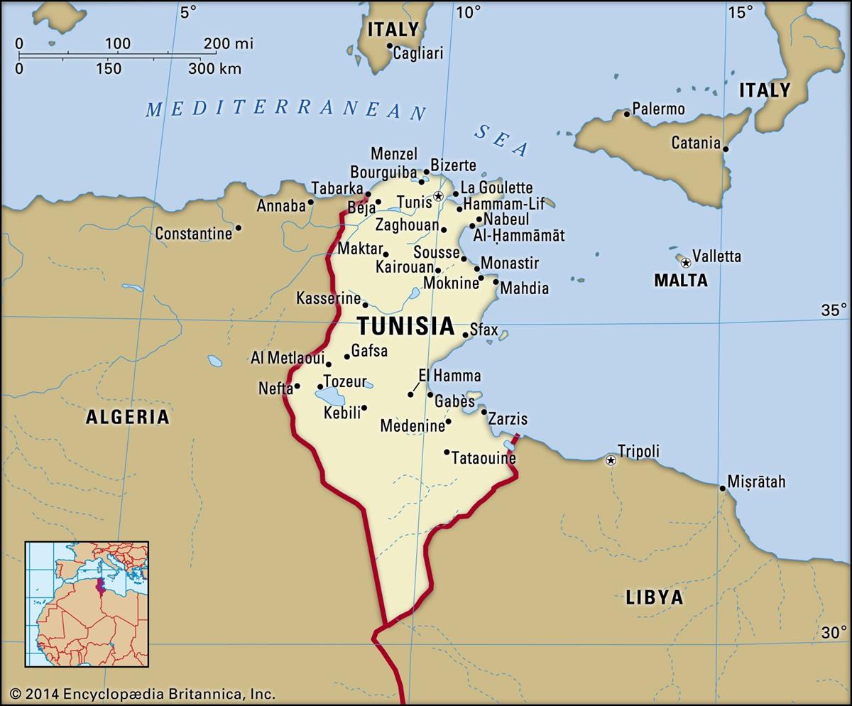 Bản đồ nước Tunisia (Tunisia Map) khổ lớn năm 2023