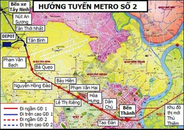 Bản đồ quy hoạch quận Tân Phú mới nhất tầm nhìn năm 2030 5 Quy hoạch và đẩy nhanh tốc độ xây dựng tuyến tàu điện ngầm số 2 đi từ hành lang của đường Trường Chinh