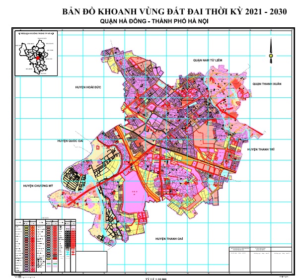 Bản đồ quy hoạch sử dụng đất thời kỳ 2021-2030 quận Hà Đông