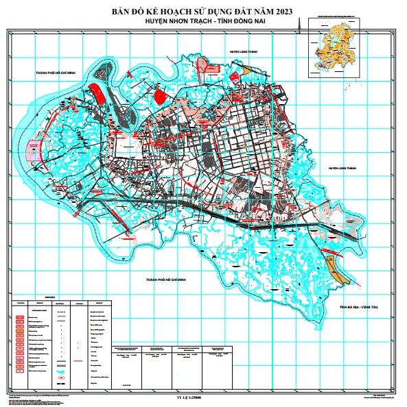 Bản đồ kế hoạch sử dụng đất năm 2023, huyện Nhơn Trạch