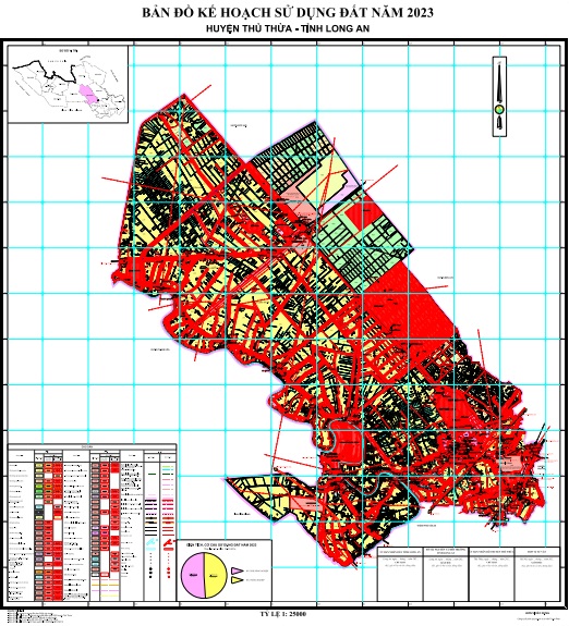 Bản đồ kế hoạch sử dụng đất năm 2023, huyện Thủ Thừa