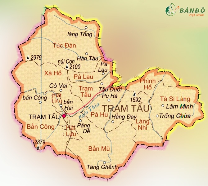 Bản đồ hành chính các xã tại huyện Trạm Tấu