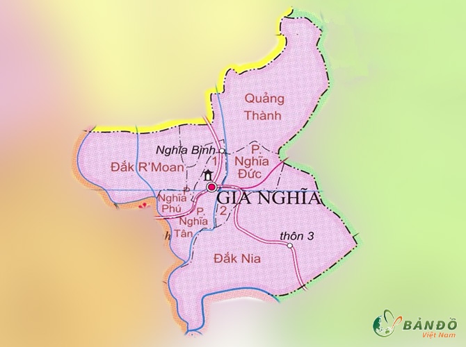 Bản đồ hành chính 06 phường tại Thành phố Gia Nghĩa