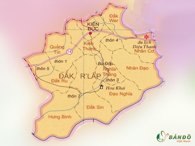 Bản đồ hành chính các xã tại Huyện Đắk R'lấp