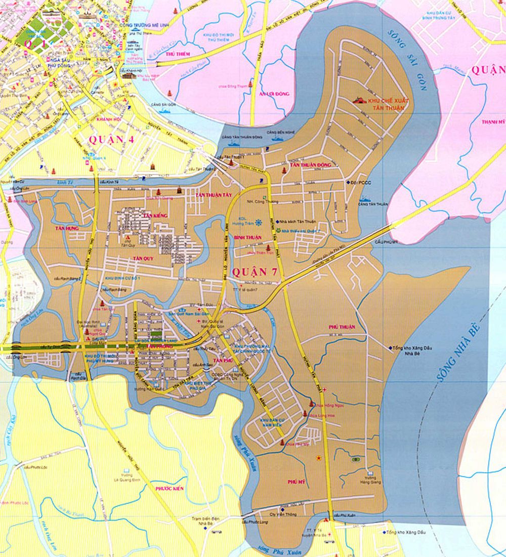 Bản đồ hành chính Quận 7 chi tiết các Phường năm 2022
