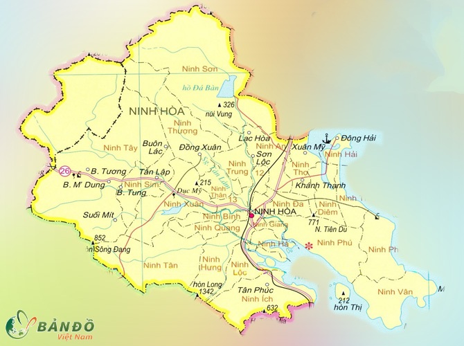 Bản đồ hành chính các phường tại thị xã Ninh Hòa