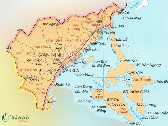 Bản đồ hành chính các xã tại Huyện Vạn Ninh