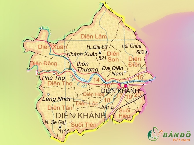 Bản đồ hành chính các xã tại Huyện Diên Khánh