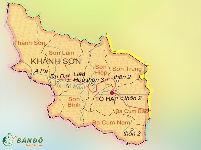 Bản đồ hành chính các xã tại Huyện Khánh Sơn