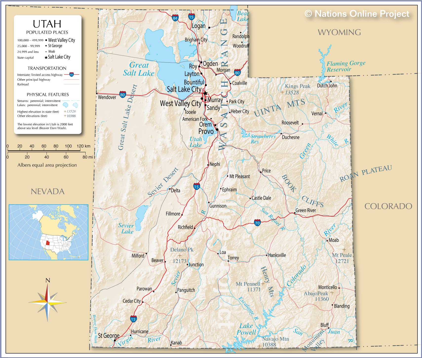 Bản đồ bang Utah