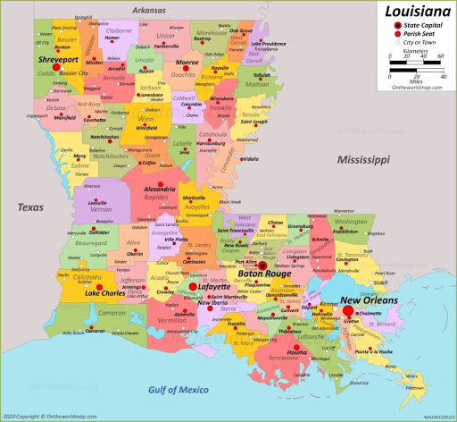 Bản đồ bang Louisiana
