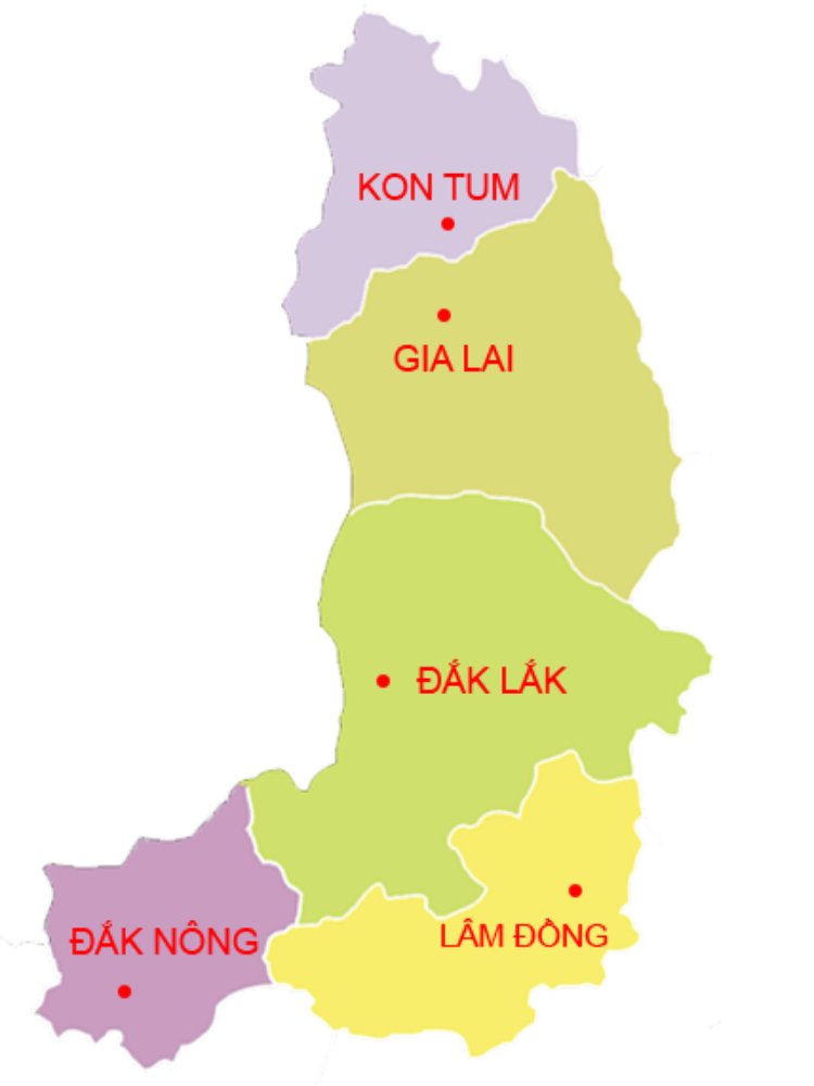 Bản đồ Tây Nguyên Việt Nam