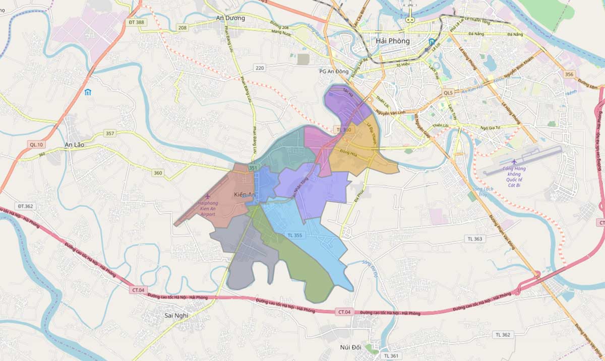 Bản đồ hành chính các phường tại Quận Kiến An năm 2022