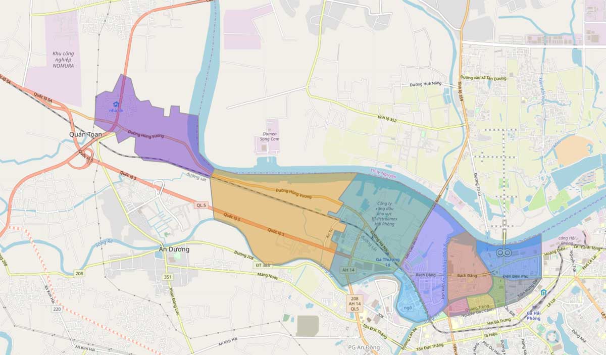 Bản đồ hành chính các phường tại Quận Hồng Bàng năm 2022