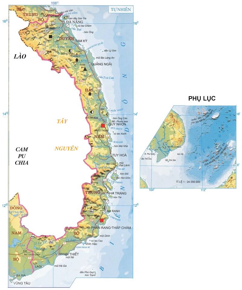 Bản đồ địa lý khu vực Tây Nguyên