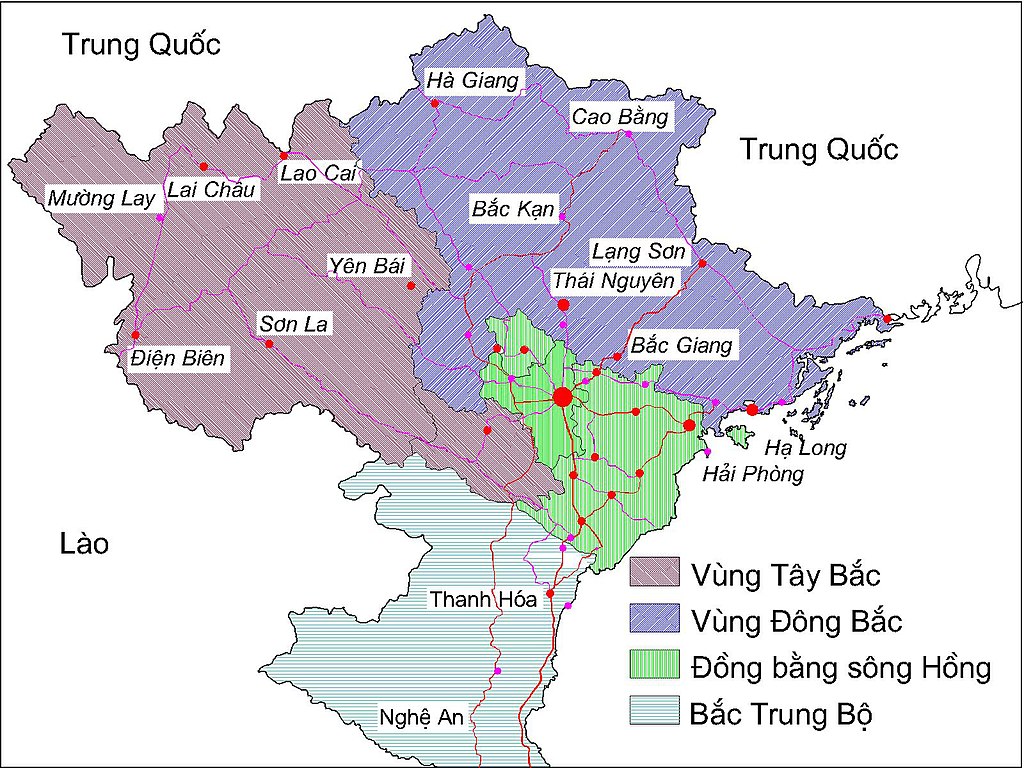 Bản đồ vùng Tây Bắc Bộ trên bản đồ Miền Bắc