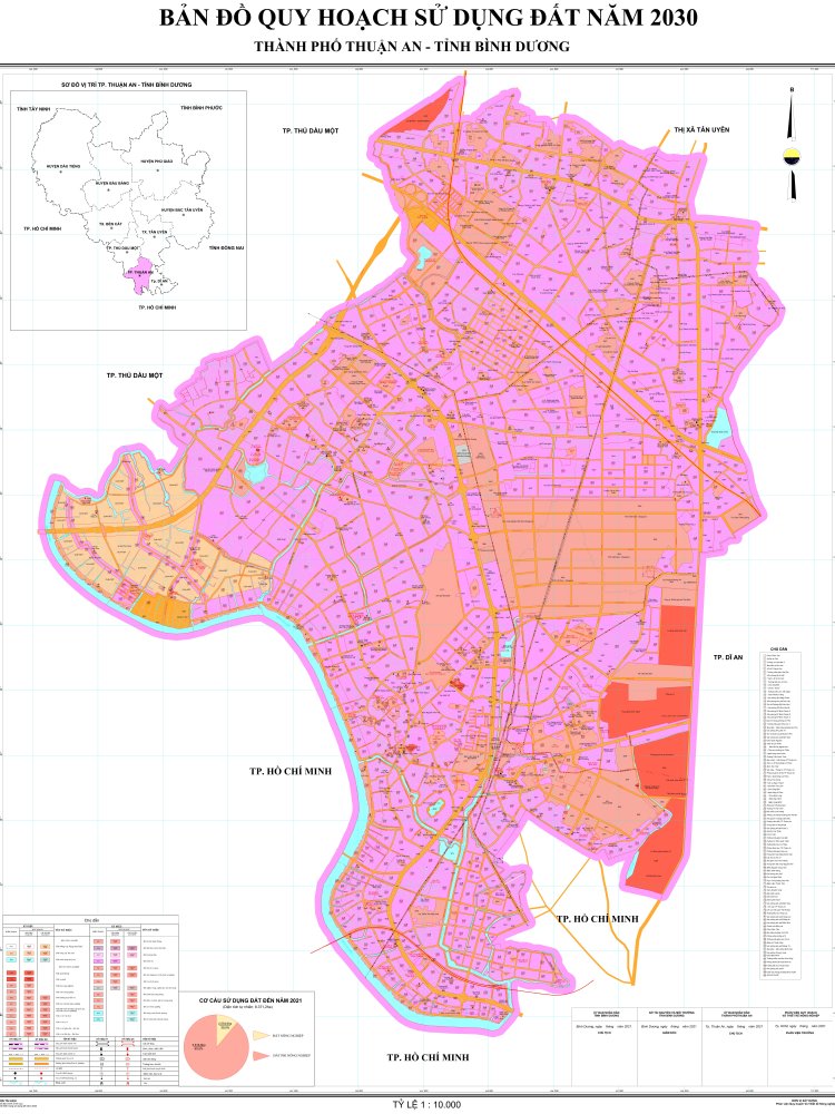 Bản đồ khổ lớn quy hoạch sử dụng đất thành phố Thuận An đến năm 2030
