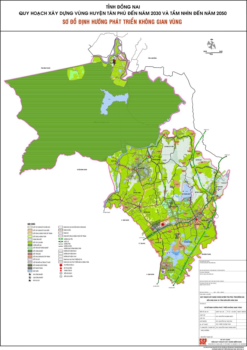 Bản đồ quy hoạch phát triển không gian huyện Tân Phú đến năm 2030, tầm nhìn 2050