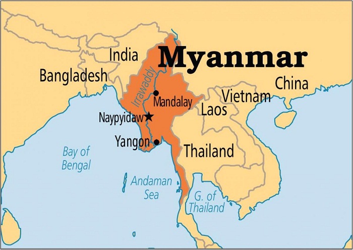 Vị trí địa lý của đất nước Myanmar