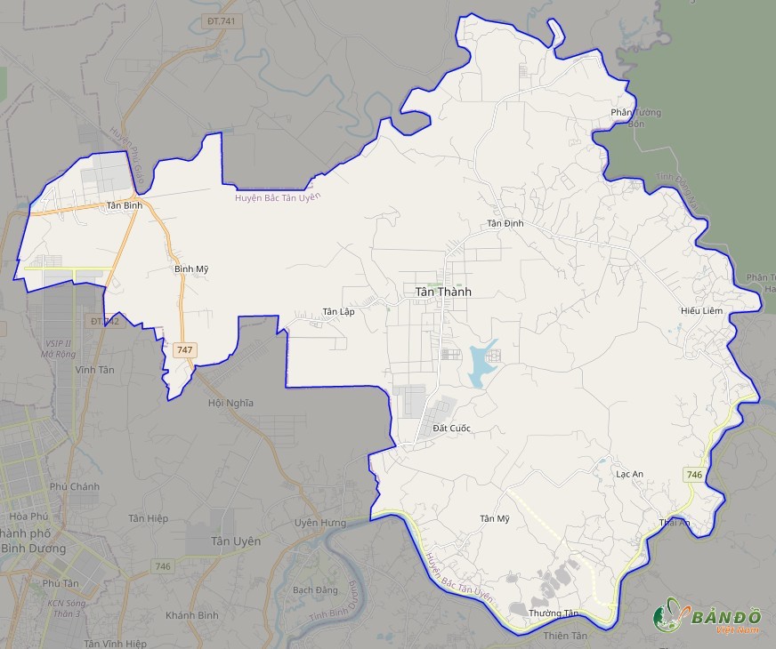 Bản đồ Bắc Tân Uyên ở trên nền tảng Open Street Map