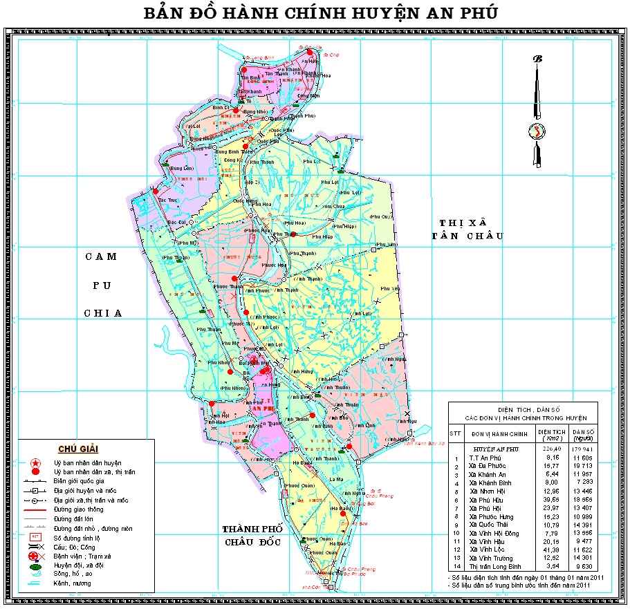 Bản đồ hành chính các xã tại Huyện An Phú